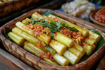 Poster - Local Thai street food featuring pickled bamboo shoots