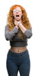 © Krakenimages.com - Young redhead woman shouting and suffocate because painful strangle. Health problem. Asphyxiate and suicide concept.