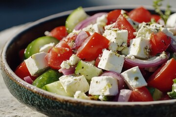 Poster - Mediterranean salad on rocky surface