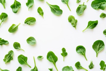 Wall Mural - New arugula leaves on light backdrop