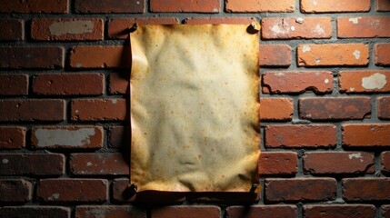 Aufkleber - Aged Parchment Poster on Brick Wall Background Perfect for Rustic Designs