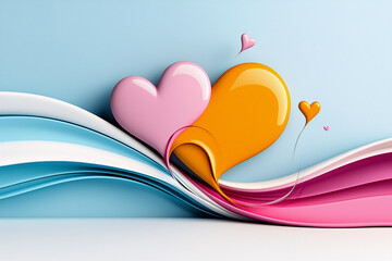 Wall Mural - Festive background with hearts on a light background. Valentine day concept for design