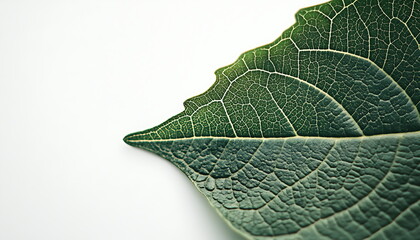 A green oak leaf on a white background
