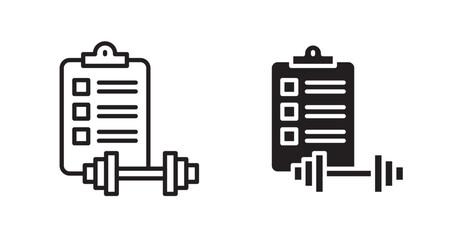 Fitness plan icon set vector graphics designs