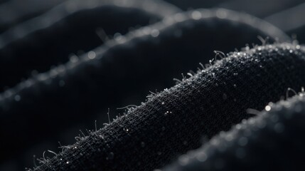 Aufkleber - Close-up of Dark Fabric Texture with Subtle Light Reflections and Frayed Edges