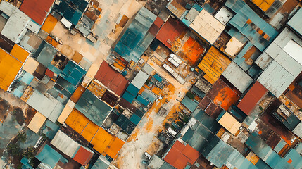 Leinwandbilder - Aerial view of an industrial area with warehouses