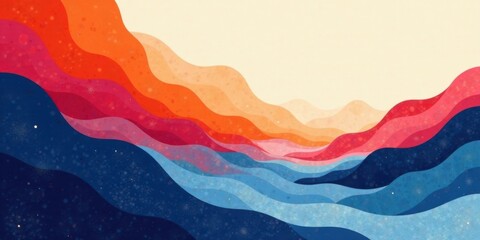 Leinwandbilder - Abstract Colorful Wave Landscape Illustration Featuring a Vibrant Spectrum of Hues