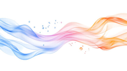 Poster - Blue, pink and orange liquid splash wave with fluid droplets isolated on a white background