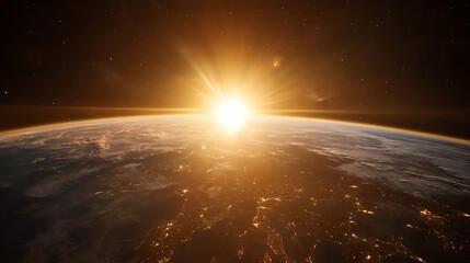 Poster - View from space of a sunrise over the uk and europe