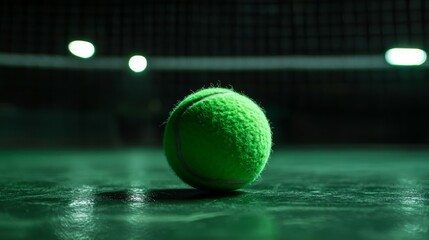close-up image of a tennis ball on the court