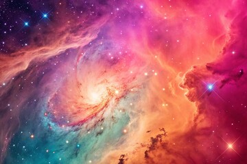 Wall Mural - Purple gas nebulae in space and sparkling stars