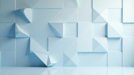 Leinwandbilder - Abstract Light Blue Geometric Wall Design with Reflective Floor