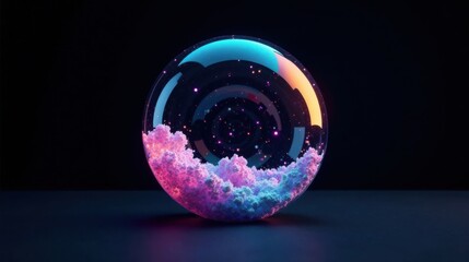 Fototapete - Cosmic Nebula Encapsulated Within a Luminous Glass Sphere