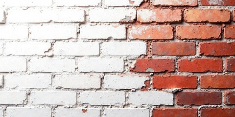 Aufkleber - Half Painted Brick Wall Texture White and Red Brickwork Detail