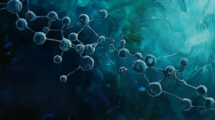 Aufkleber - Molecular structure illustration close up blue background