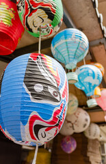 Close up shot of traditional Chinese style face mask