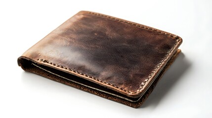 A brown leather wallet with a brown leather strap