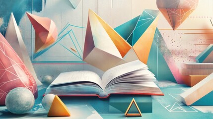 Wall Mural - a book is open on a table with geometric shapes