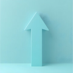 Wall Mural - 3D upward arrow in pastel blue, symbolizing growth