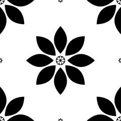 Wall Mural - Elegant black and white simple floral pattern. Perfect for backgrounds, textiles, and design projects.