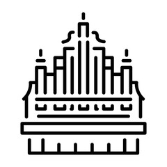 Sticker - A linear icon of church pipe organ 