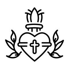 Sticker - A linear icon of sacred heart 