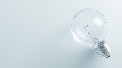 Wall Mural - A light bulb is lit up and is sitting on a white background