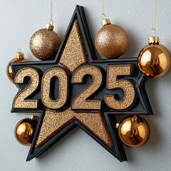 Wall Mural - A photostock of a glowing Christmas star hanging above bold 