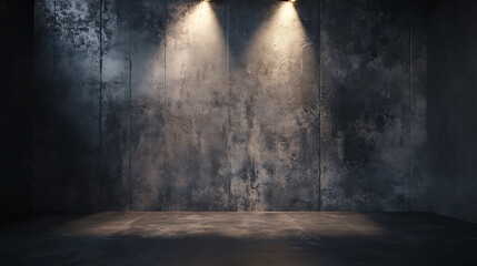 Wall Mural - abstract concrete backdrop with spotlight and mockup place on dark background, 3d rendering