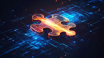 Aufkleber - An abstract technology-themed image showcasing a puzzle piece symbolizing api integration within a digital environment, suggesting connectivity and software development