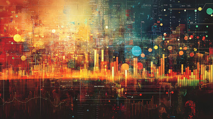 Leinwandbilder - An abstract artistic depiction of data chart, symbolizing the vastness and complexity of data science, data analytics and its inherent blend of science and creativity