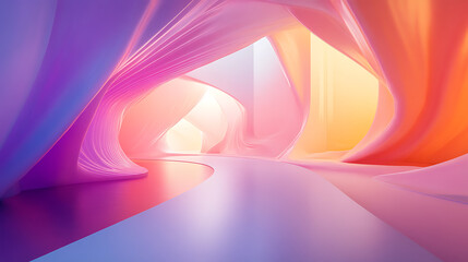 Leinwandbilder - Bright futuristic gallery interior with mock up place, 3d rendering