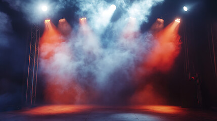 Aufkleber - Stage with smoke and spotlights, mockup