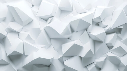 Fototapete - White geometric shapes cluster together, creating a three-dimensional abstract pattern on a monochromatic background