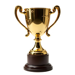 Wall Mural - Shiny golden winning golden trophy cup isolated on transparent background. PNG, cutout