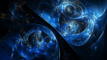 Aufkleber - Abstract artwork: blue and black fractal graphics