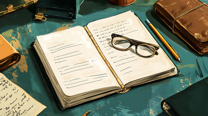 Poster - Assorted charter sheets and planners illustration