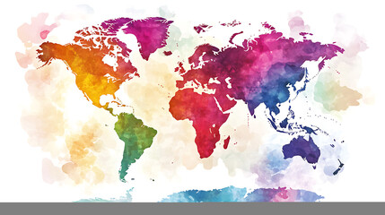 Aufkleber - Colorful world map in watercolor style