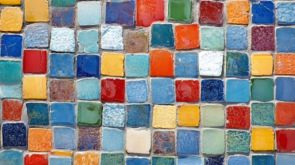 Leinwandbilder - Colorful wall and floor mosaic tiles background