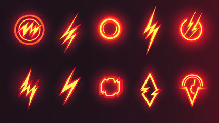 Fototapete - Electric expressions: lightning icon set and power symbol