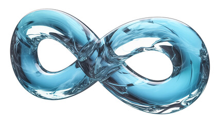 Poster - transparent glass infinity symbol with glossy blue tint, isolated on transparency background, showcasing sleek and modern design