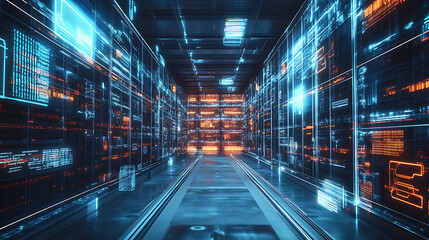 Poster - Futuristic technology retail warehouse: how industry 4, 0 digitizes and visualizes goods analysis