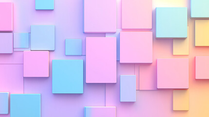 Poster - A 2D flat design featuring pastel-colored rectangles arranged on a simple backdrop, perfect for a wallpaper or presentation banner frame.

