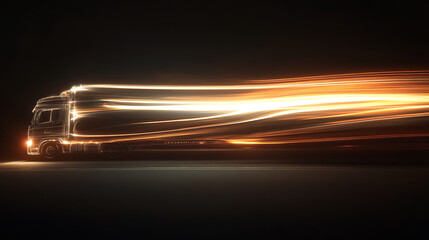 Poster - Light streaks shaped like a truck in motion over a dark background
