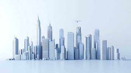 Aufkleber - Line from skyscrapers during construction, city skyline, 3d illustration