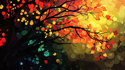Poster - Nature abstract autumn illustration leaf season and tree
