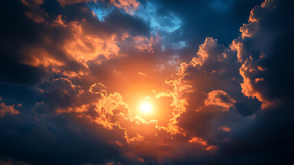 Poster - Night sky with clouds and sun