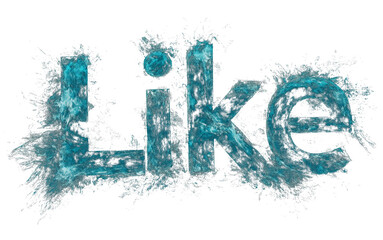 Poster - word Like is creatively designed with dark teal, moody, and blended brush effect, featuring splashes and textures that give it dynamic and artistic appearance