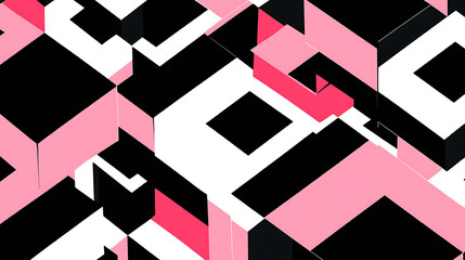 Leinwandbilder - Optical illusion of squares in black, white, and pink