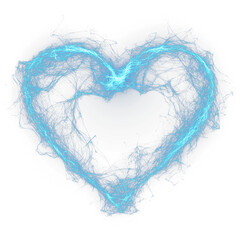 Aufkleber - Electric blue heart with neon like brush effects, isolated on transparency background, creating glowing and vibrant energy filled design